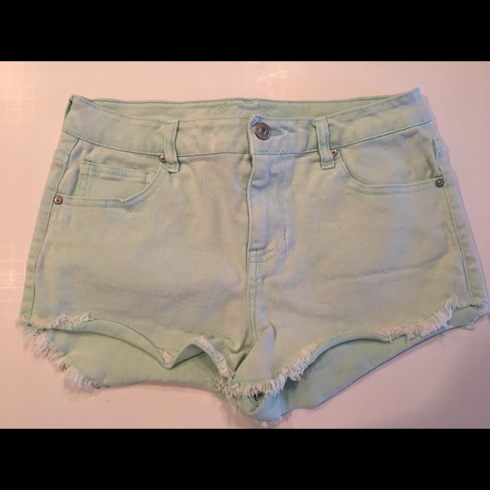Mint green cutoff shorts!